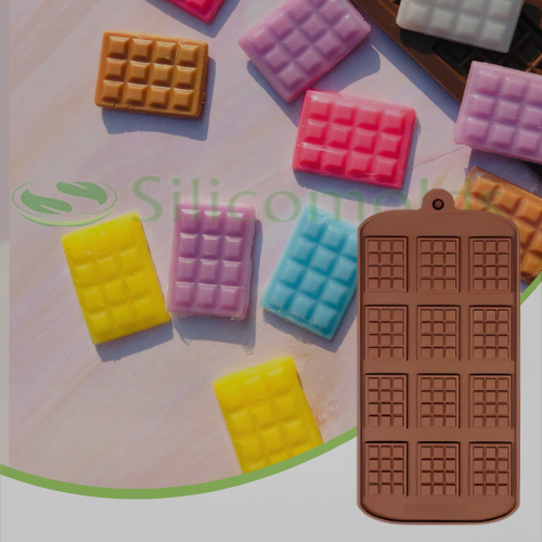 SILICOMOLDS - SILICONE MINI CHOCALATE MOLD-12 SLAB MINI BAR-PACK OF 2-URP047-CM